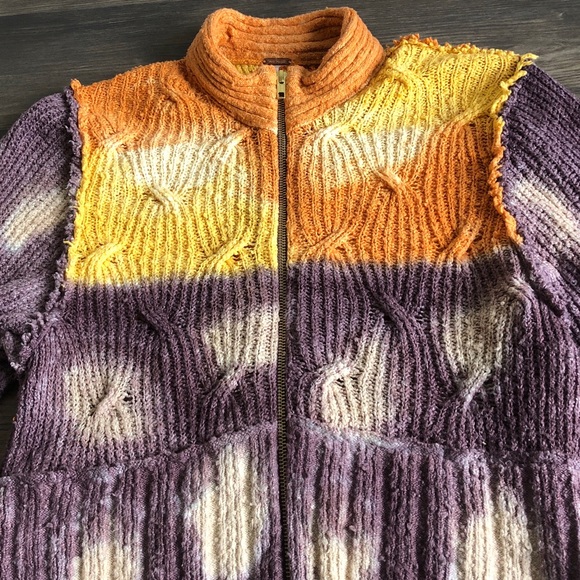 Free People Horizon Line Cardi Zip zip Cardigan Sweater Small Tie Dye - Picture 3 of 14